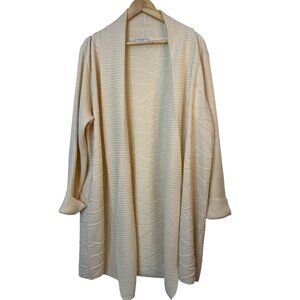 Gispa Wool Cardigan Textured XL Oversized Shawl Collar Beige Italy RAA10425